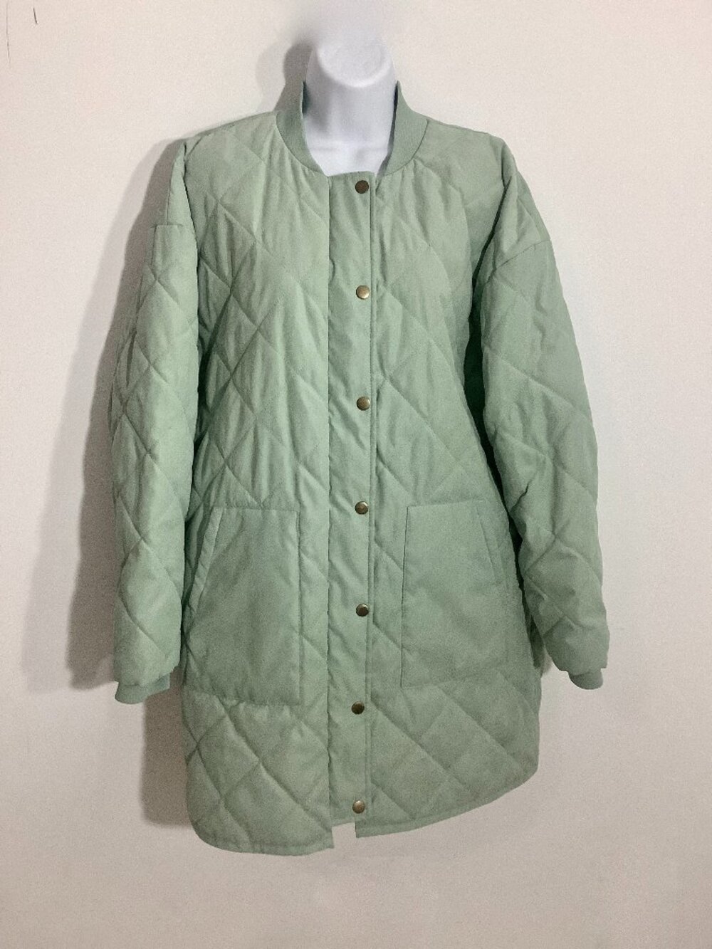 Trench Style Coat Green Universal Threads Quilted Look Wardrobe Staple Medium